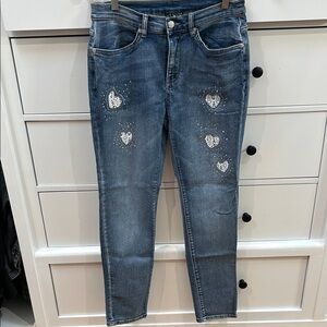 Venus Blue Denim Jeans with Heart Accents